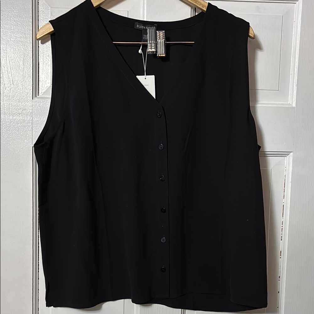 Elegant Black Sleeveless Top by Eileen Fisher NWT